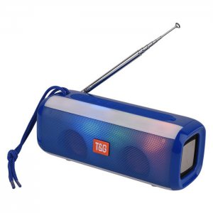 Φορητό Ασύρματο Ηχείο Bluetooth με LED Φωτισμό &amp; FM Ραδιόφωνο - Ηχοσύστημα Multimedia Player Radio Μπλε