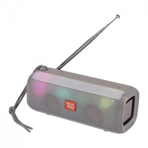 Φορητό Ασύρματο Ηχείο Bluetooth με LED Φωτισμό &amp; FM Ραδιόφωνο - Ηχοσύστημα Multimedia Player Radio Ασημί