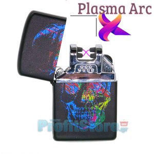 Αντιανεμικός Ηλεκτρικός Double X Plasma Arc Αναπτήρας - Επαναφορτιζόμενος Arc Lighter USB Νεκροκεφαλή