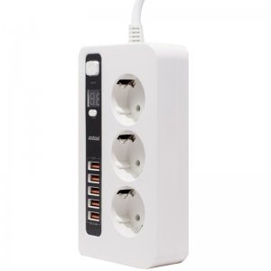 Andowl Πολύμπριζο με 3 Θέσεις Σούκο και 5 USB με Χρονοδιακόπτη - Anti-Static Power Socket