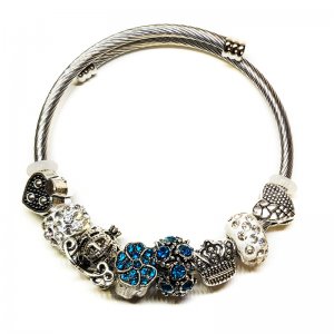 Γυναικείο Βραχιόλι με Διάφορα Γούρια - Crown Turquoise