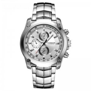 Ρολόι Χεριού Curren Silver - Casual Stainless Steel Quartz Man Watch Dual Time