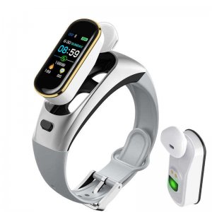 Ασύρματο Ακουστικό &amp; SmartWatch Bluetooth -  Fitness Bracelet με Μετρητή Καρδιάς, Αρτηριακής Πίεσης, Ύπνου, Οξύμετρο