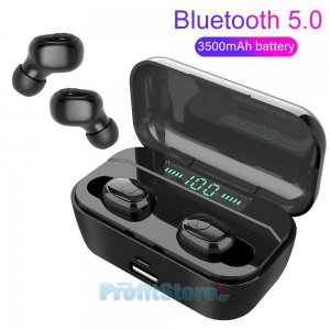 Αδιάβροχα Bluetooth Ακουστικά in-Ear με Θήκη Φόρτισης, Powerbank USB Φορητή Μπαταρία &amp; LED Οθόνη - Handsfree Wireless Stereo Earphone