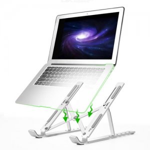 Φορητή Πτυσσόμενη Βάση Tablet &amp; Laptop 26x18cm Αλουμινίου Ασημένια με Ειδική Θήκη Μεταφοράς OEM