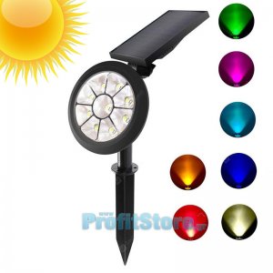 RGB Πολύχρωμο Ηλιακό Αδιάβροχο Φωτιστικό Εξωτερικού Χώρου Προβολέας Κήπου Spot με 9 LED - Καρφωτό &amp; Επιτοίχιο -  Waterproof Solar Spotlight Lamp