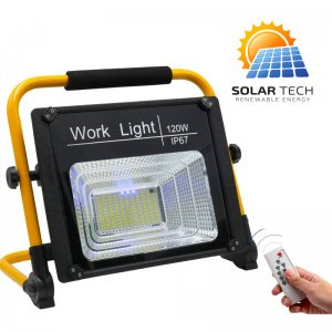 Ηλιακός Προβολέας Heavy Duty Αδιάβροχο 1000lm LED με Χειριστήριο - Επαναφορτιζόμενο Φωτιστικό Εδάφους Εργασίας 50W - Slim COB Working Light
