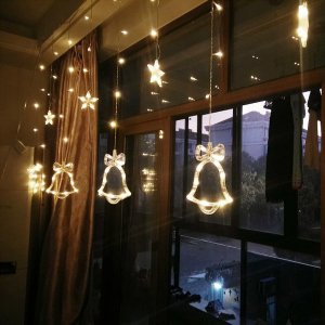 LED Χριστουγεννιάτικα Φωτάκια Κουρτίνα 3μ σε Σχήμα Καμπάνας με Λευκό Ψυχρό Φώς - Αστεριού 100 LED Christmas Lights Star