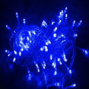 Λαμπάκια 100LED με Μπλέ Φώς με Διάφανο Καλώδιο - Χριστουγεννιάτικα Λαμπάκια Φωτάκια