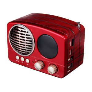 Retro Φορητό Επαναφορτιζόμενο Ραδιόφωνο Bluetooth USB SD Mp3 Player Meier Κόκκινο