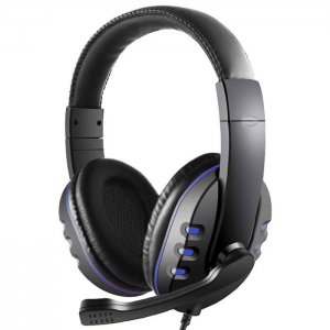 Ρυθμιζόμενα Gaming Ακουστικά On Ear Κεφαλής με Μικρόφωνο &amp; Jack 3.5mm - PC PS4 Headset Μπλε