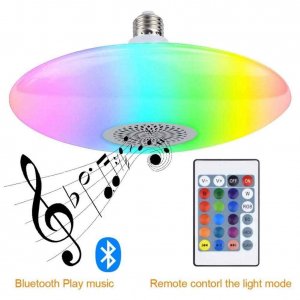 Λάμπα RGB LED &amp; Ηχείο Bluetooth Multimedia E27 με Τηλεχειριστήριο 24W - UFO Lamp Speaker