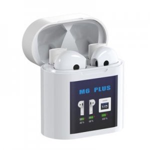 Ασύρματα Ακουστικά Bluetooth με Θήκη Φόρτισης, Οθόνη LCD &amp; Μέτρηση Θερμοκρασίας Σώματος - TWS Άσπρο