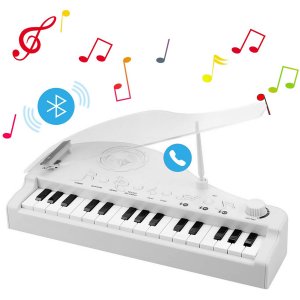 Μίνι Παιδικό Bluetooth Πιάνο Πολυλειτουργικό - Ηχείο &amp; LED Φωτιστικό Αφής - Mini Bluetooth Audio Night Light Piano Λευκό