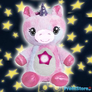 Starry Teddy Προτζέκτορας Αστεριών, Λούτρινο Αρκουδάκι 30cm &amp; Νυχτερινό Φωτιστικό LED Νανουρίσματος - Huggable Night Light Chrome Μονόκερος