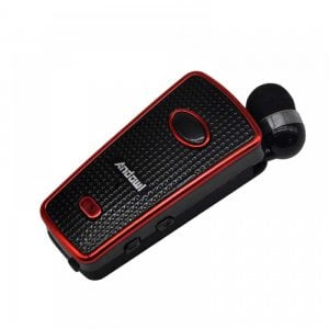 Επαναφορτιζόμενο Ασύρματο Ακουστικό Clip-on Bluetooth ANDOWL Q-E81 Μαύρο με Κόκκινες Λεπτομέρειες