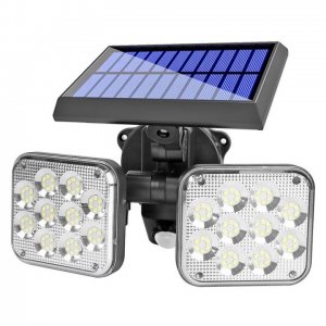Διπλός Ηλιακός Προβολέας - Φωτιστικό 120 LED SMD με Ανιχνευτή Κίνησης &amp; Φωτοκύτταρο JD Μαύρο Αδιάβροχο