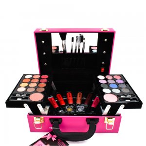 Διάφανο Βαλιτσάκι Μακιγιάζ με 47τμχ - Miss Young Make up Set - Ροζ