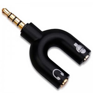 Αντάπτορας 3.5mm Stereo Splitter Audio to Mic &amp; Headset Jack FOYU FO-S035 σε Μαύρο Χρώμα