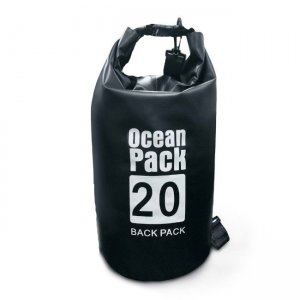 Αδιάβροχος Αεροστεγής Σάκος , Τσάντα 20L με Λουρί Ώμου που Επιπλέει στο Νερό Ocean Pack , Μαύρο