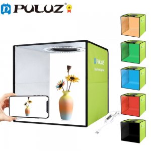 Μίνι Στούντιο Φωτογράφισης Puluz 30cm με Ring Light LED 10W Φωτισμό 5500K &amp; 6 Χρώματα Background -  Αναδιπλούμενο Studio Photo Box Προϊόντων
