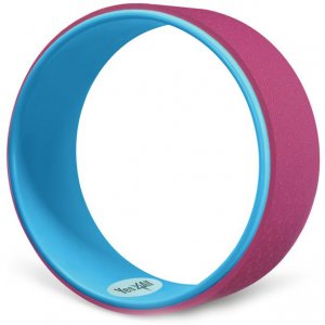 Ρόδα Κύλινδρος Pilates - Yoga Wheel με Ανάγλυφη Επιφάνεια Ροζ με Μπλε Εσωτερικό OEM