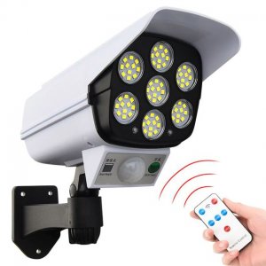 Mini Αδιάβροχο Ηλιακό 35 LED Φωτιστικό Δρόμου &amp; Ομοίωμα Κάμερας Ασφαλείας με Φωτοκύτταρο, Αισθητήρα Κίνησης &amp; Τηλεχειριστήριο - Άσπρο