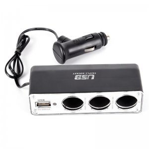 Τριπλή Υποδοχή 12V , 24V, Αναπτήρας Αυτοκινήτου και Θύρα Τροφοδοσίας USB – Triple Sockets USB