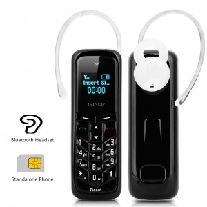 Ακουστικό Bluetooth - Κινητό Τηλέφωνο με Πληκτρολόγιο &amp; Κάρτα Sim 2 σε 1 - Μαύρο