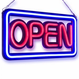 Αδιάβροχη Neon Led Φωτιζόμενη Διαφημιστική Πινακίδα OPEN Retro 50x25 - 220V OEM