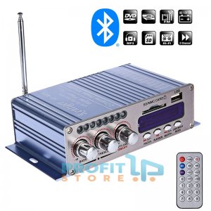 Φορητός Hi-Fi Bluetooth Στέρεο Ραδιοενισχυτής 40W USB, SD, FM MP3 12V - Ενισχυτής Αυτοκινήτου με Τηλεχειριστήριο - HY-502S OEM Μπλε