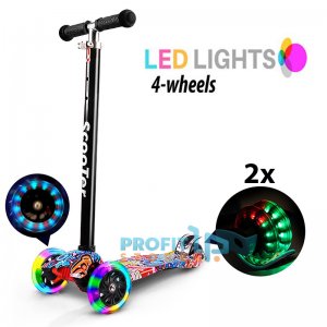 Quad Πρωτοποριακό Παιδικό Πατίνι με 4 LED Φωτιζόμενους Τροχούς και Φρένο Glider Scooter Graffiti