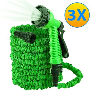 Magic Hose Επεκτεινόμενο Λάστιχο Κήπου &amp; Βεράντας 15m με Πιστόλι &amp; Πλαστικά Ρακόρ Πράσινο