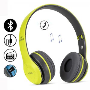 Ασύρματα Ακουστικά Bluetooth με Ενσωματωμένο Μικρόφωνο &amp; Υποδοχή για MicroSD - Wireless BT Over Ear P47, Λαχανί