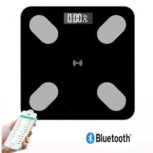 Γυάλινη Ψηφιακή Ζυγαριά Bluetooth για Μέτρηση Βάρους &amp; Λιπομετρητή Σώματος Έως 180kg - Μαύρη