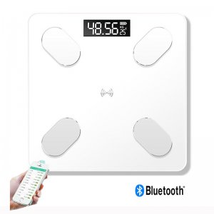 Γυάλινη Ψηφιακή Ζυγαριά Bluetooth για Μέτρηση Βάρους &amp; Λιπομετρητή Σώματος Έως 180kg - Λευκή