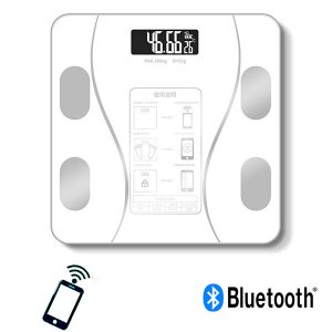 Γυάλινη Ψηφιακή Ζυγαριά Bluetooth για Μέτρηση Βάρους, Λιπομέτρηση &amp; Δείκτη Μάζας Σώματος Έως 180kg - Λευκή