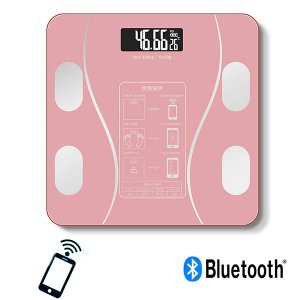 Γυάλινη Ψηφιακή Ζυγαριά Bluetooth για Μέτρηση Βάρους, Λιπομέτρηση &amp; Δείκτη Μάζας Σώματος Έως 180kg - Ροζ