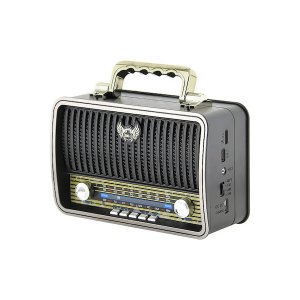 Ρετρό Επαναφορτιζόμενο Φορητό Ραδιόφωνο Bluetooth Wireless και MP3 Player - Multimedia Radio Player - Μαύρο