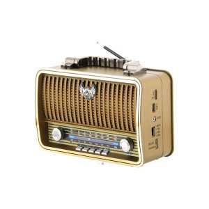 Ρετρό Επαναφορτιζόμενο Φορητό Ραδιόφωνο Bluetooth Wireless και MP3 Player - Multimedia Radio Player - Καφέ