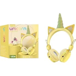 Bluetooth Ασύρματα Παιδικά Ακουστικά On Ear Unicorn με Ενσωματωμένο Μικρόφωνο Κίτρινο