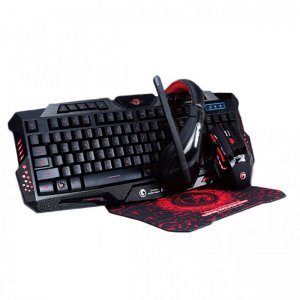 Gaming Set 4 Τεμαχίων - Πληκτρολόγιο, Ακουστικά, Ποντίκι, Mouse Pad Μαύρο