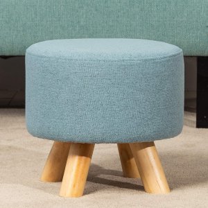 Μίνι Στρογγυλό Σκαμπό 30x28x28cm - Διακοσμητικό Κάθισμα Γαλάζιο