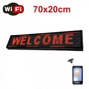 WiFi Αδιάβροχη Ηλεκτρονική Πινακίδα με Κυλιόμενη Επιγραφή Κόκκινα LED 70x20cm