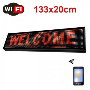 WiFi Αδιάβροχη Ηλεκτρονική Πινακίδα με Κυλιόμενη Επιγραφή Κόκκινα LED 133x20cm