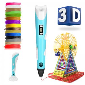 Νέο Ισχυρό 3D Pen Στυλό με 10 τμχ Νήματα PLA Filament 5μ Τρισδιάστατης Ζωγραφικής Γλυπτικής - 3D Printer Pen  - Κατάλληλο και για Παιδιά