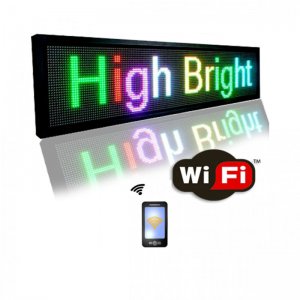 WiFi Αδιάβροχη Ηλεκτρονική Πινακίδα Μονής Όψης με Κυλιόμενη Επιγραφή Πολύχρωμα LED σε Διάφορες Διαστάσεις