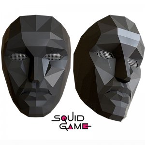 Αποκριάτικη Μάσκα 3D Εκπροσώπου Από Το Squid Game, Μαύρη Μάσκα Cosplay Από το Παιχνίδι του Καλαμαριού, Squid Game Boss Mask, OEM