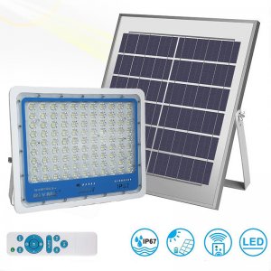 Ηλιακός Προβολέας LED, 300 W, Αδιάβροχος IP67 με Φωτοβολταϊκό Πάνελ, Τηλεχειριστήριο &amp; Χρονοδιακόπτη