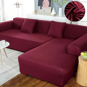 Ελαστικά Καλύμματα για Γωνιακό Καναπέ 140cm - 185cm &amp; 185cm - 230cm - Elastic Sofa Cover Μπορντώ